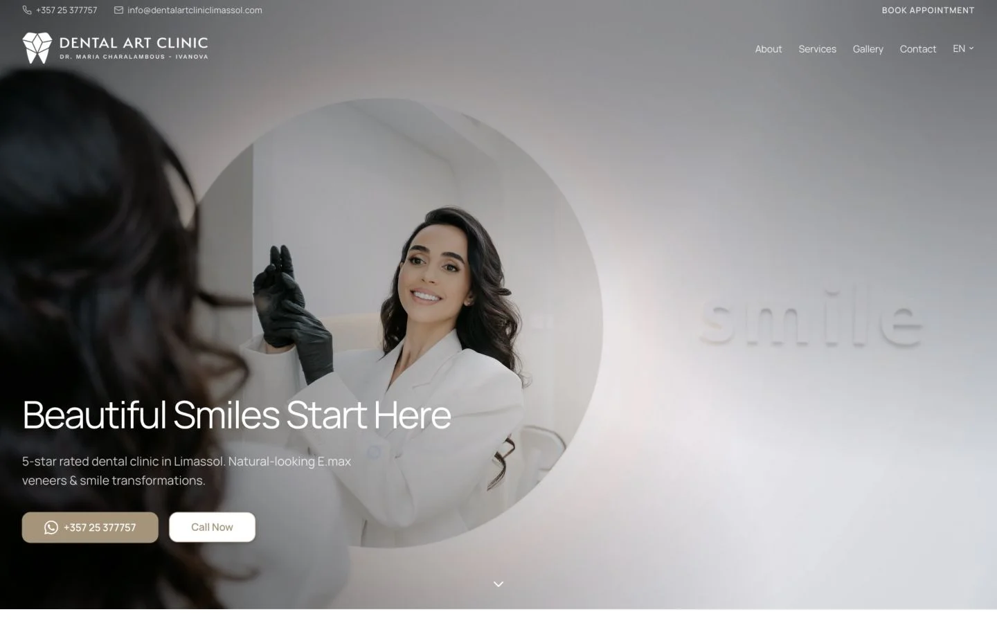 Screenshot of dentalartclinic.cy