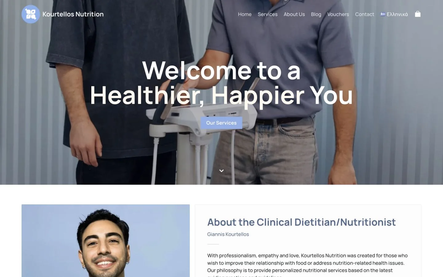 Screenshot of kourtellosnutrition.com